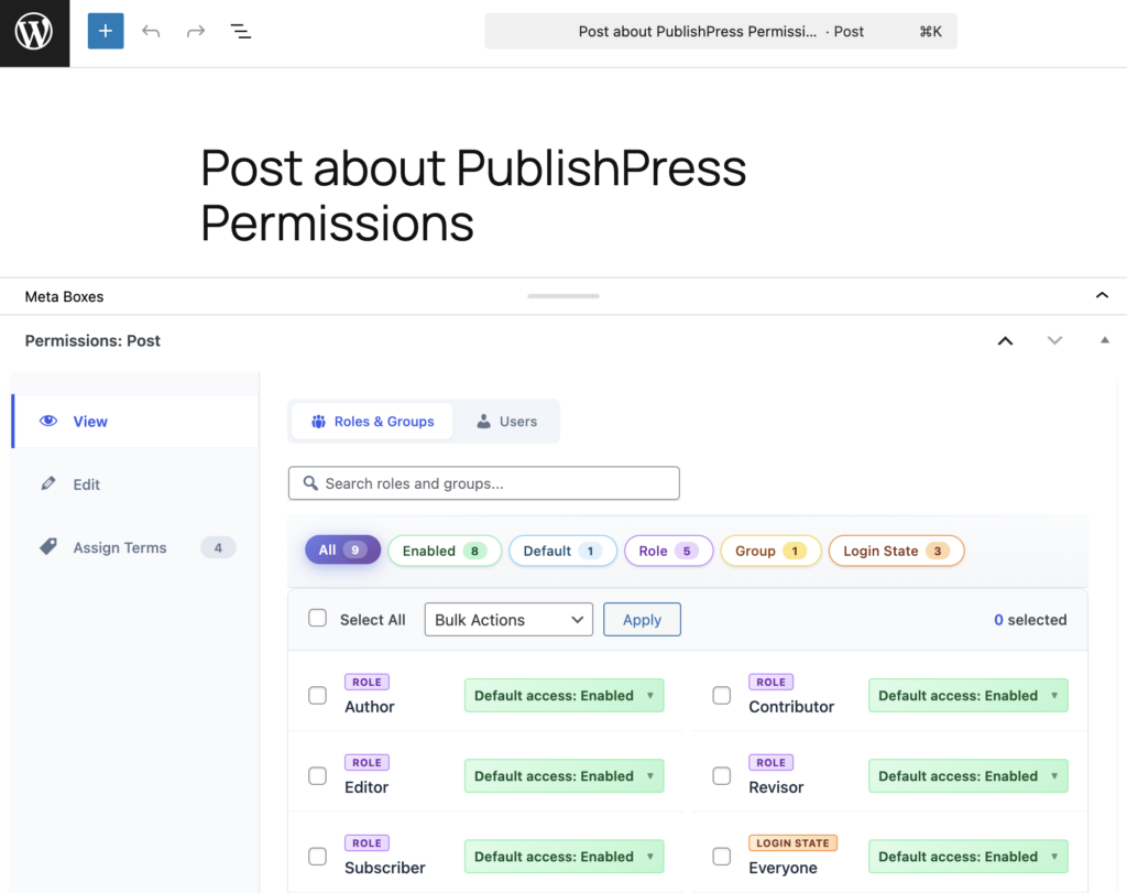 Permissions metabox new