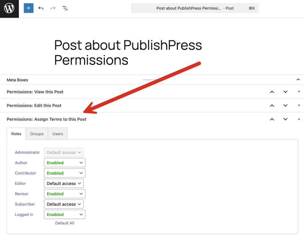 Permissions metabox old