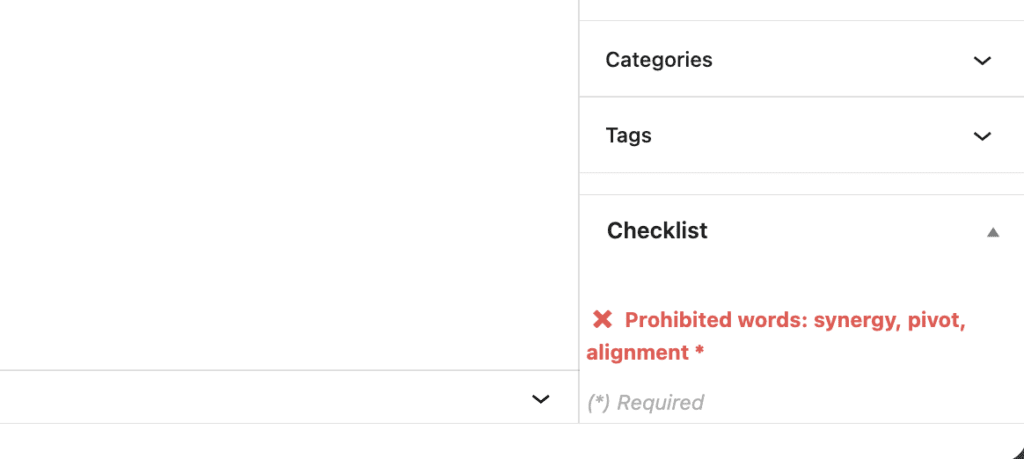 Prohibited words red