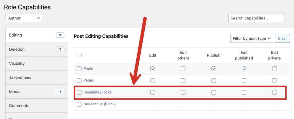 Reusable Blocks extended access