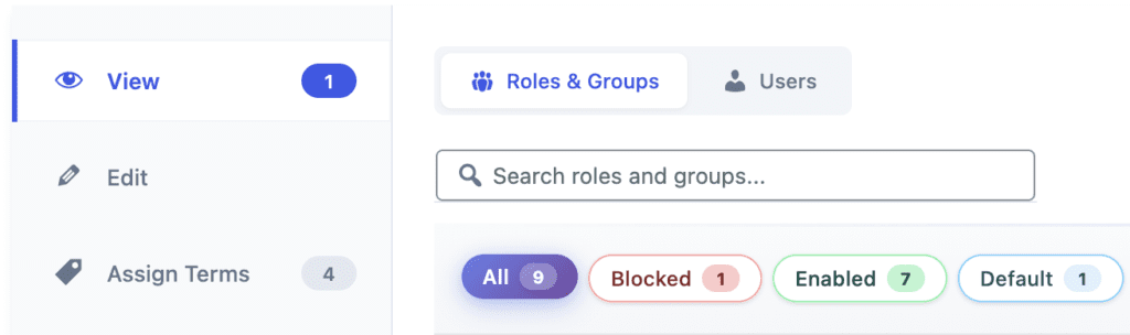 Search roles and groups