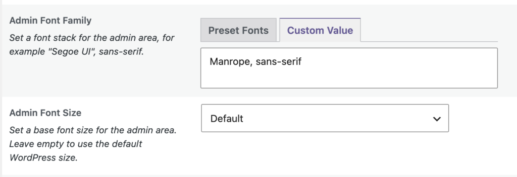 Custom admin font WordPress