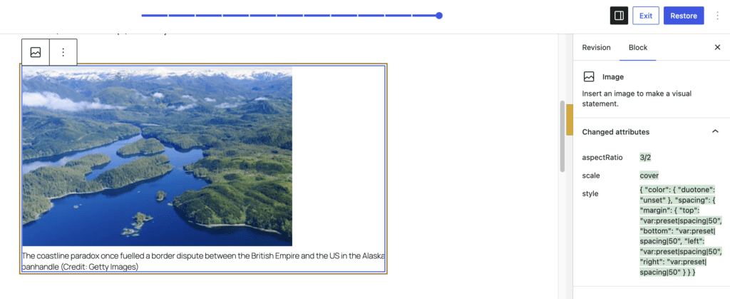 Image block changes in Revisions