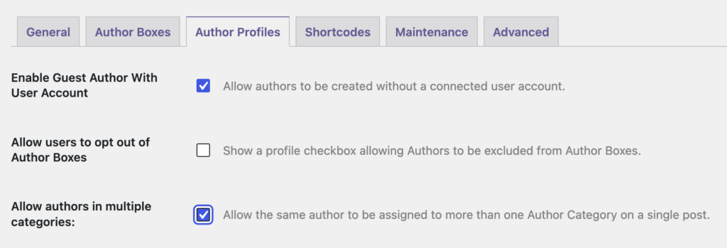 Allow authors in multiple categories: