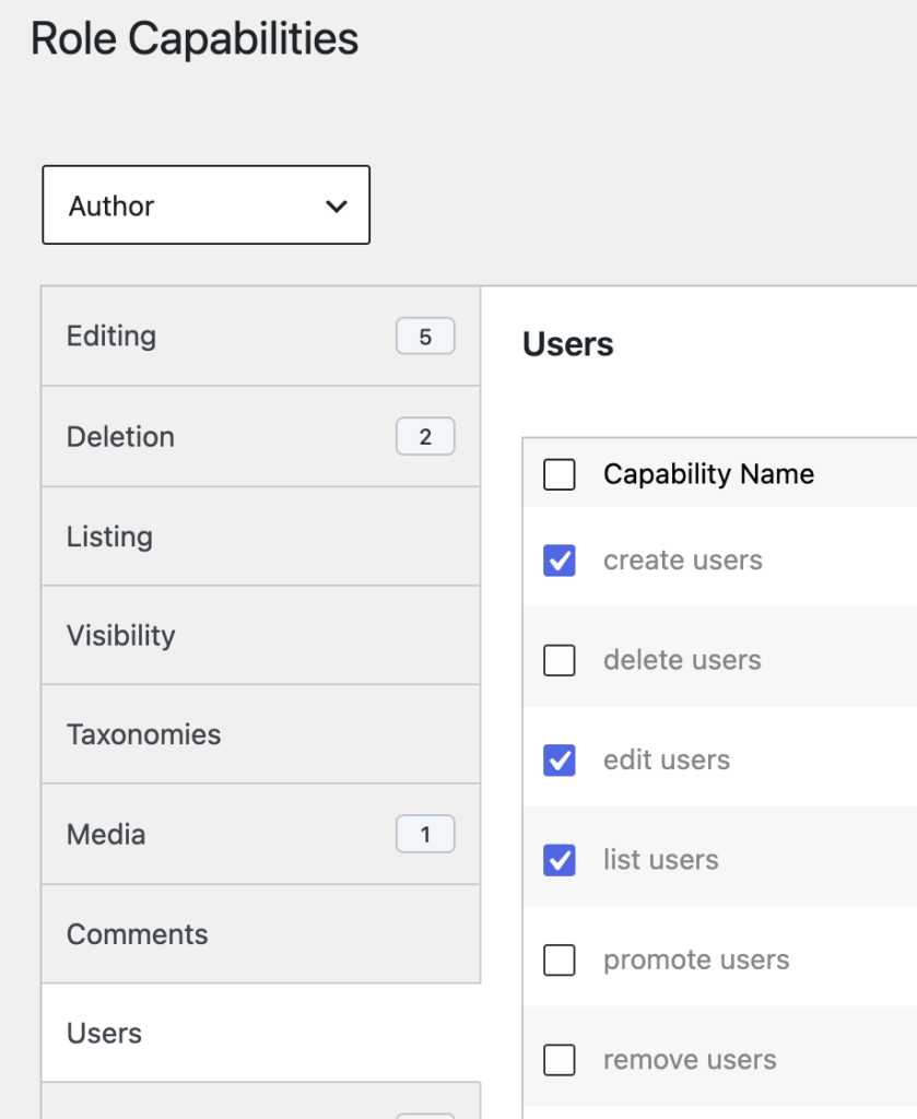 Authors user management