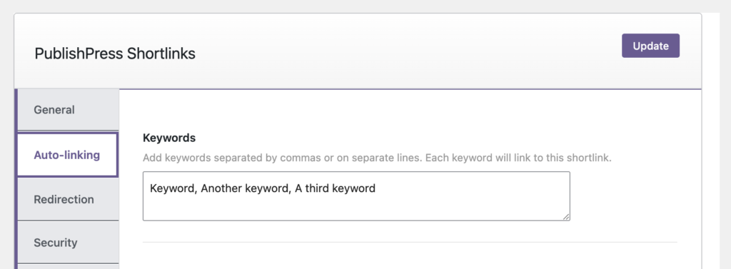 Auto linking for shortlinks