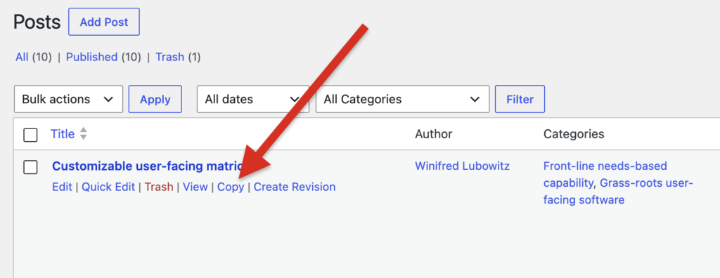 Copy Post feature