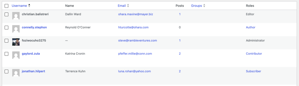 Edit authors and other users