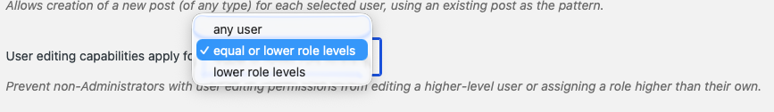 User management dropdown