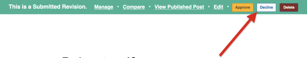 Submitted revisions - decline button
