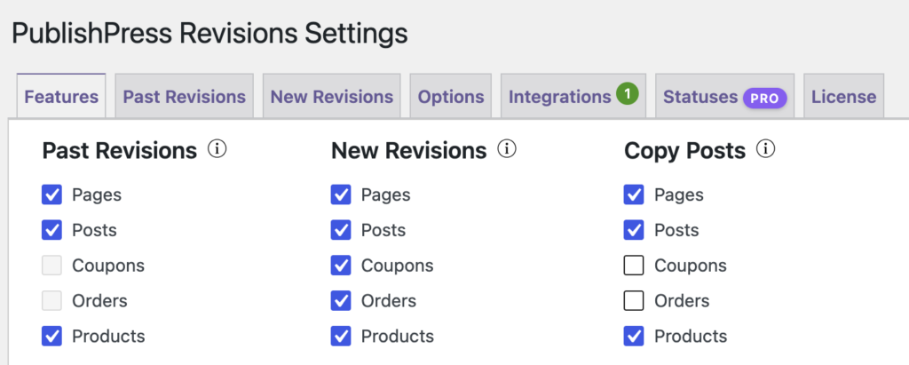 WooCommerce Support in Revisions