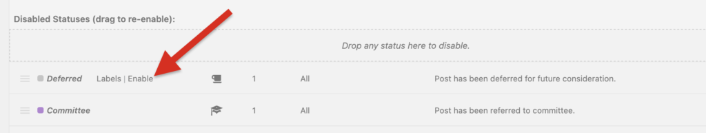 Faster status reenabling