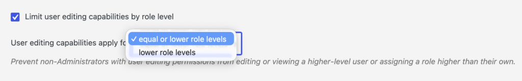 User Management restrictions