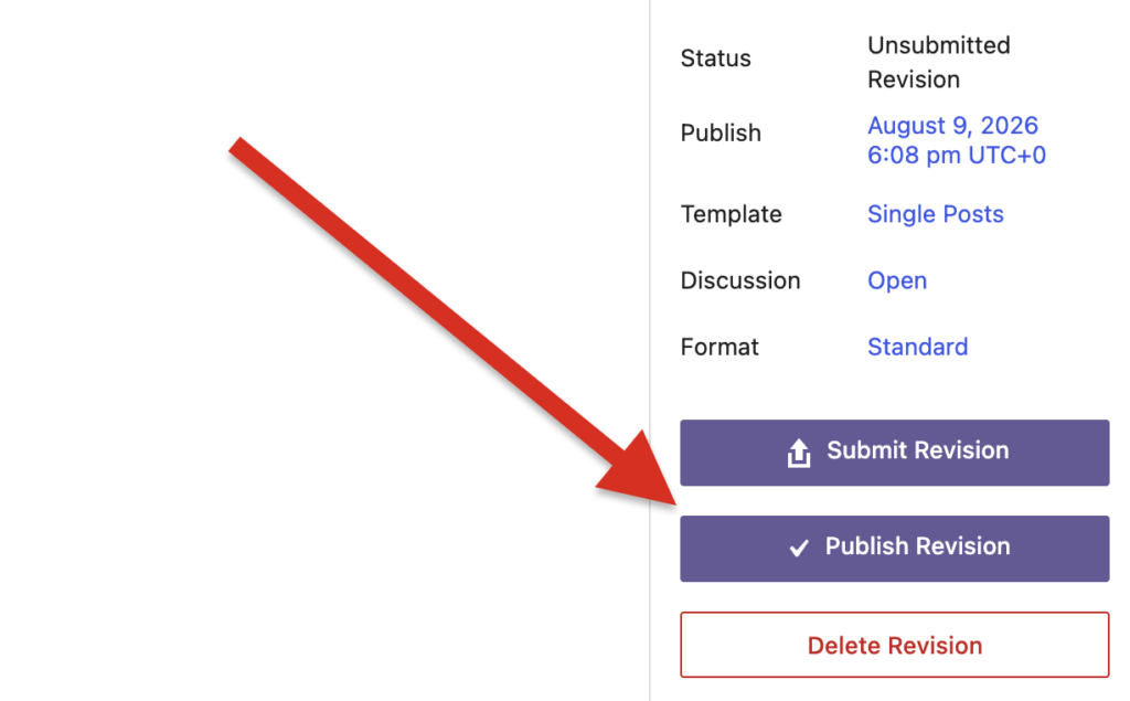 Clearer publish action