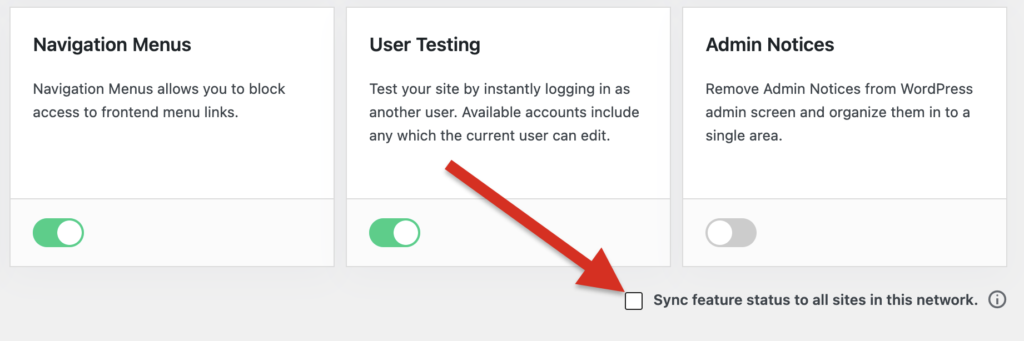 Sync feature status to all sites in network