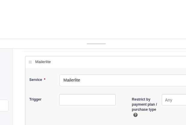PublishPress Cart product Integrations tab with MailerLite service