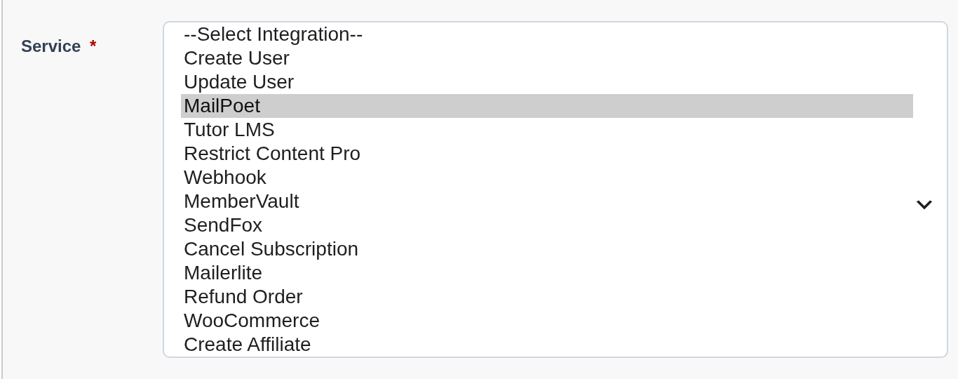 MailPoet in the PublishPress Cart Service menu