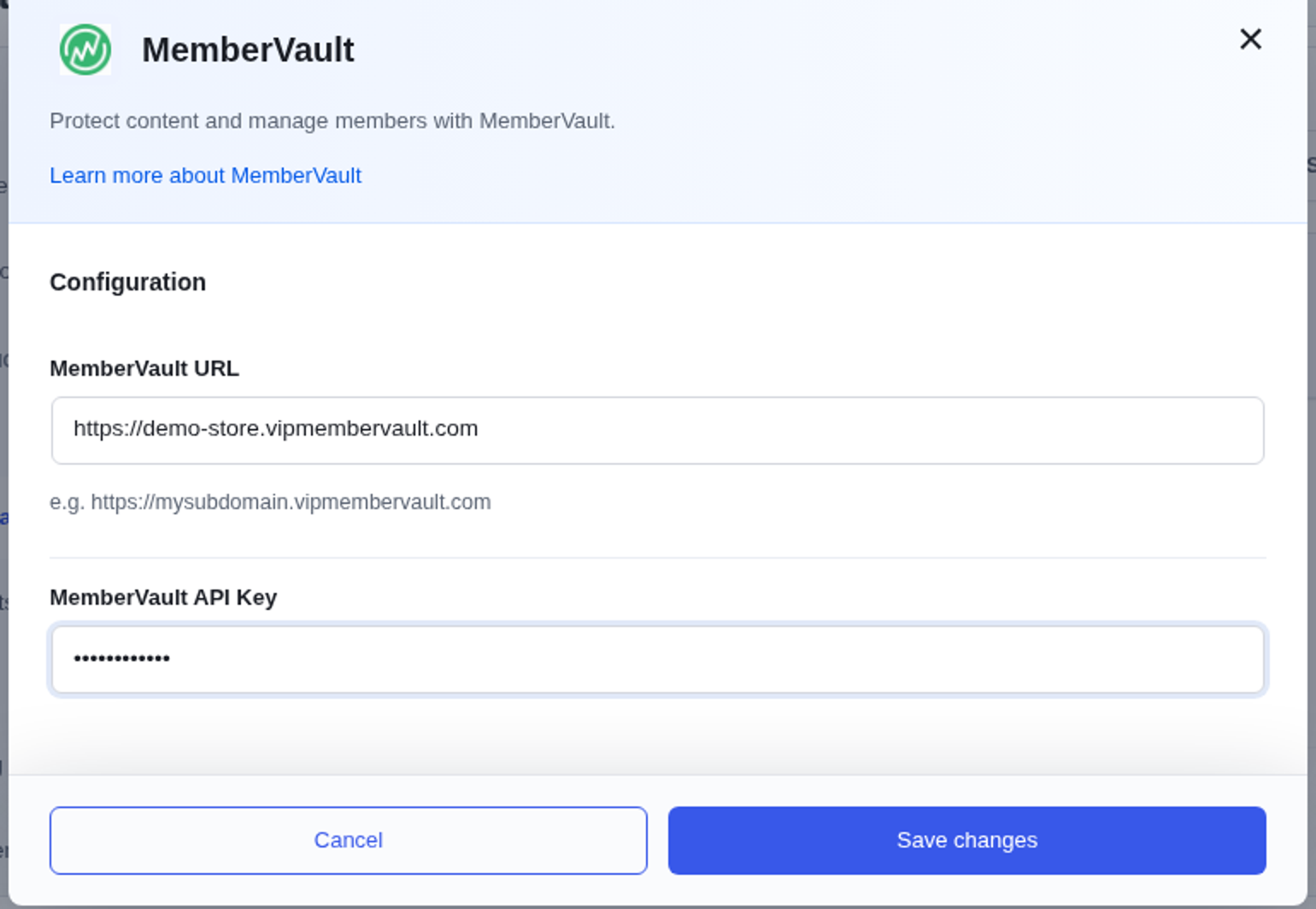 MemberVault settings in PublishPress Cart