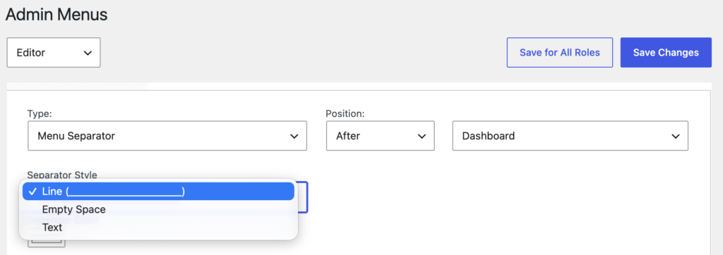 Admin Menu separators