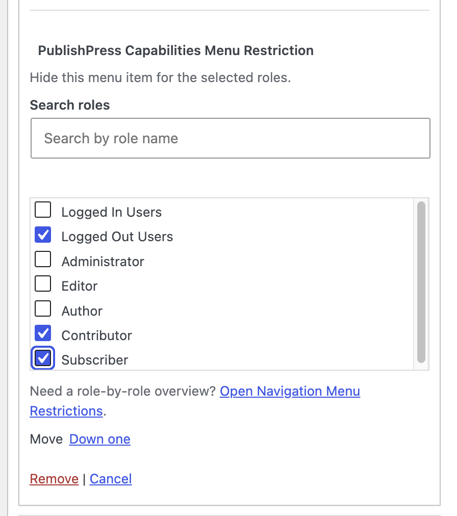 Menu Restrictions in PublishPress Capabilities