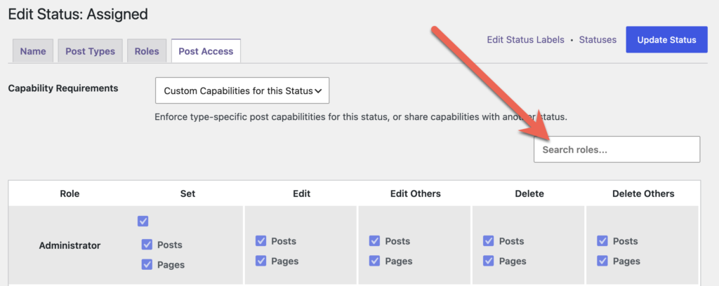 Role search on Post Access