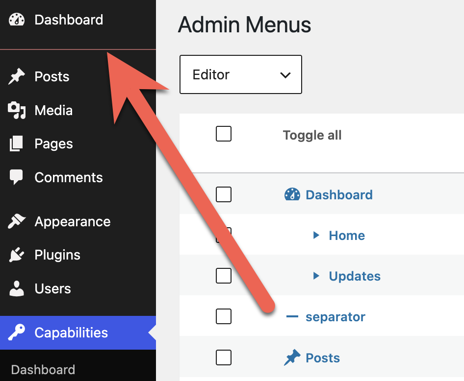 Red color for menu separators