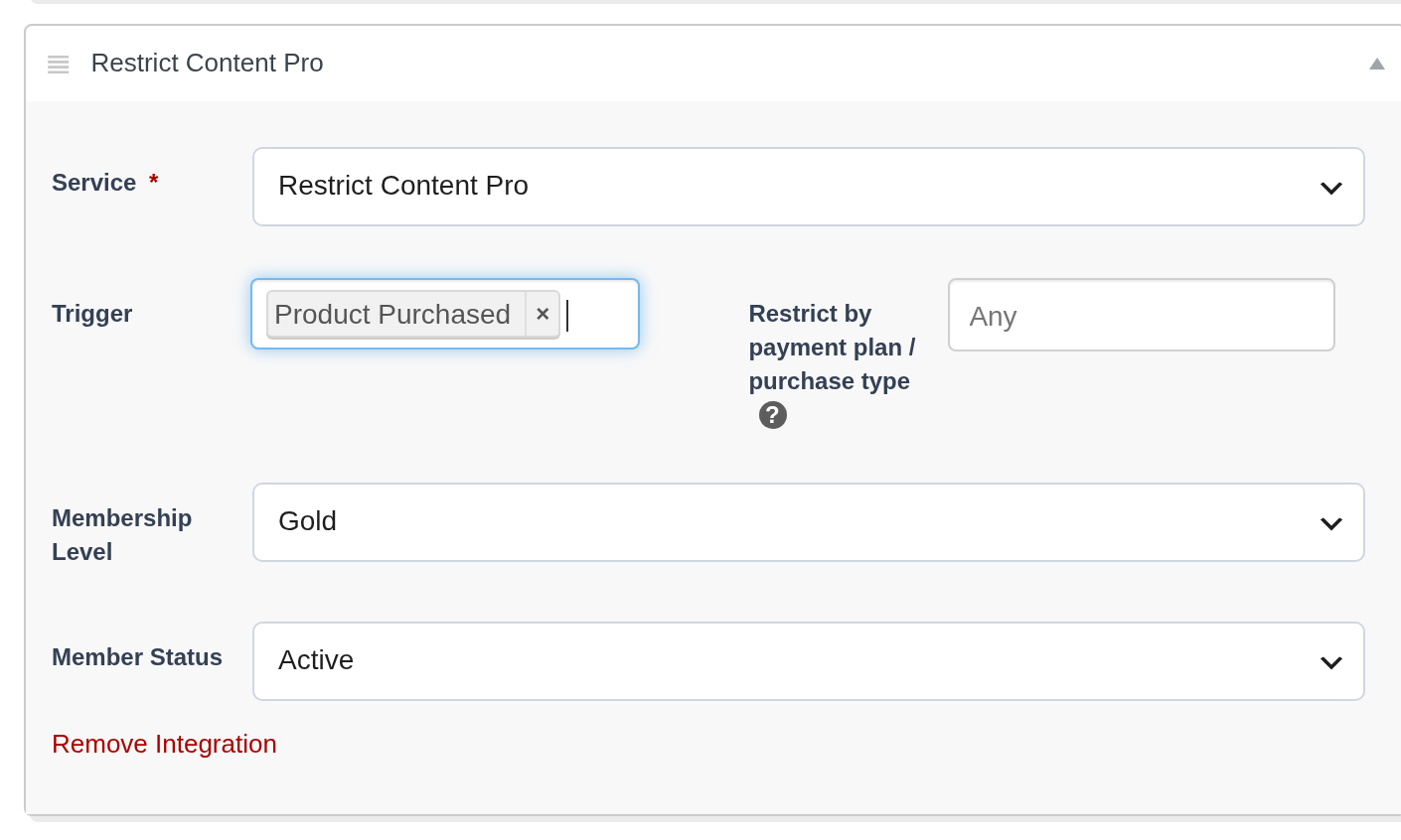 Restrict Content Pro integration settings in PublishPress Cart