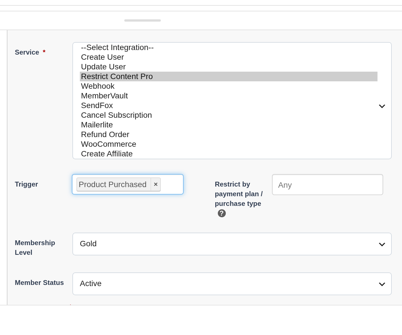 Restrict Content Pro integration in the PublishPress Cart services menu