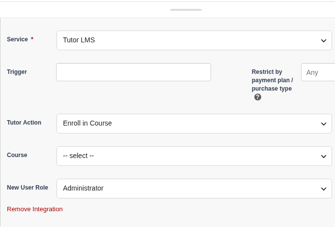 Tutor LMS integration settings in a PublishPress Cart product