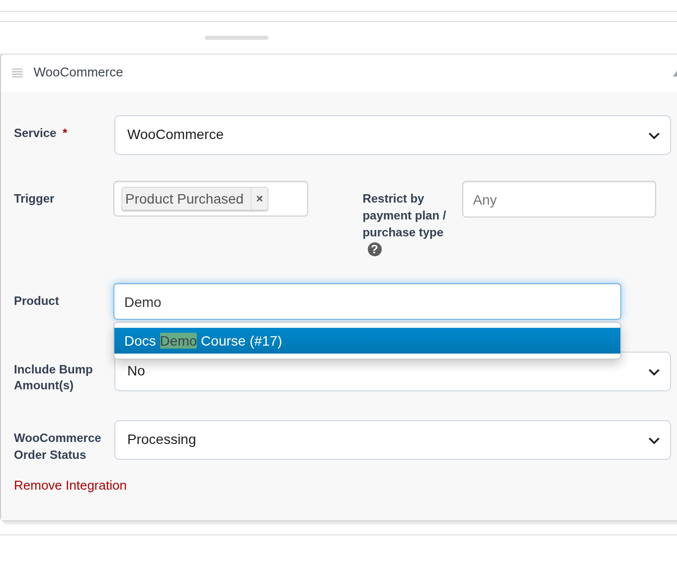 Searching for a WooCommerce product in the PublishPress Cart integration