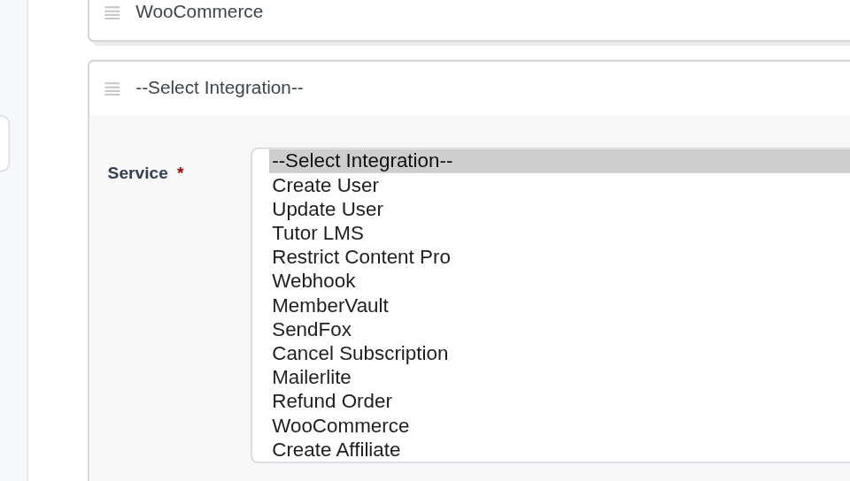 The Service menu in the Integrations tab of a PublishPress Cart product
