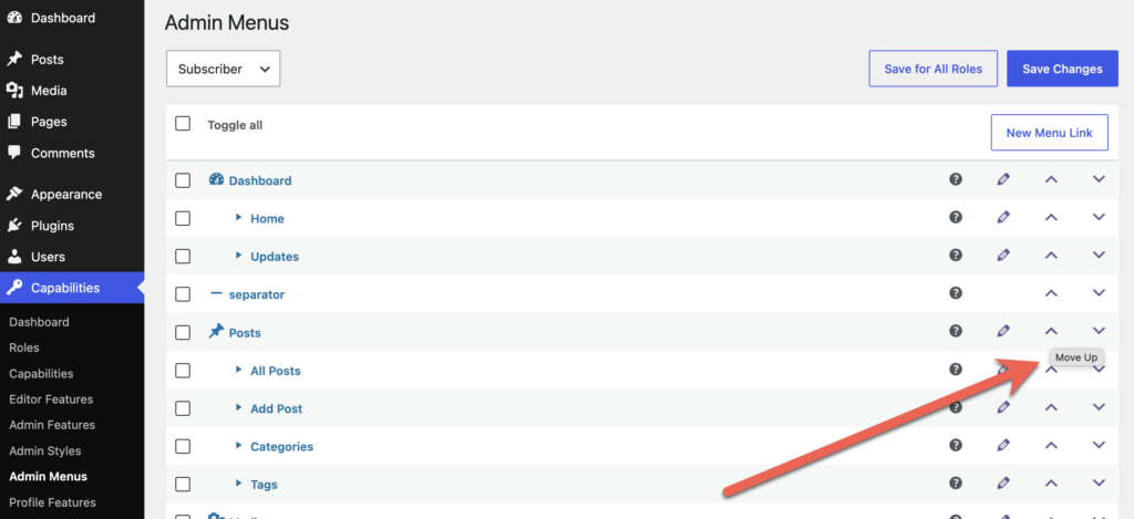 Reorder Admin Menu Links