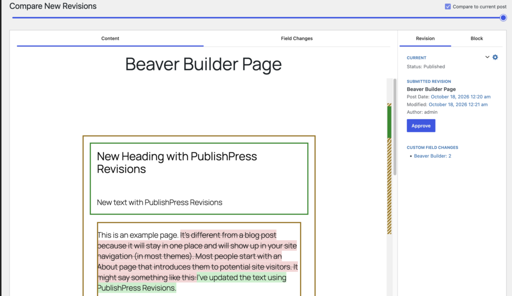 Beaver Builder Visual Compare