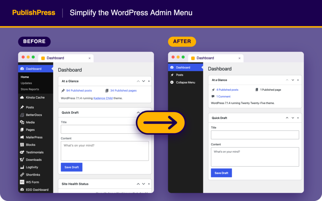 Simplify the WordPress admin menu