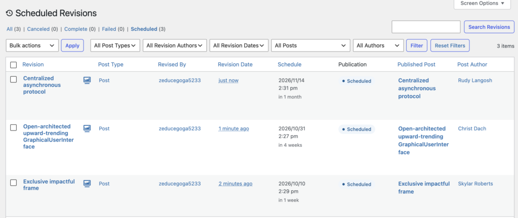 Scheduled Revisions improvements